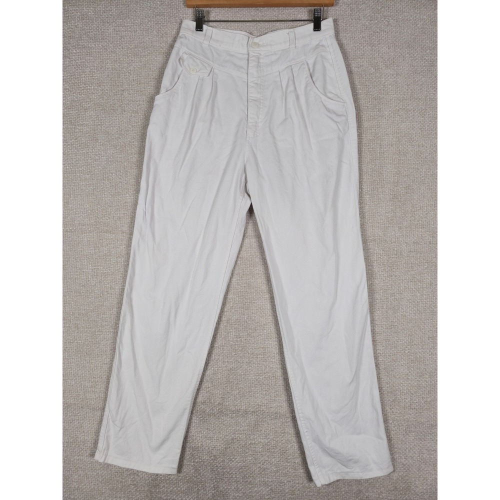 Rockies Vintage Womens White High Waisted Pleated Western Cotton Pants Sz 13/14‎